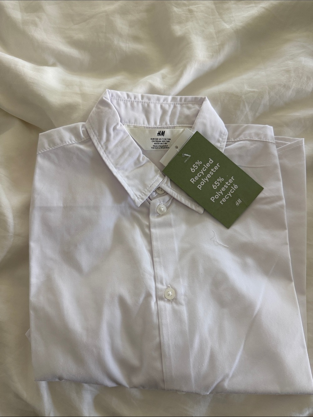 Boy H&M White Cotton-Blend Button Shirt